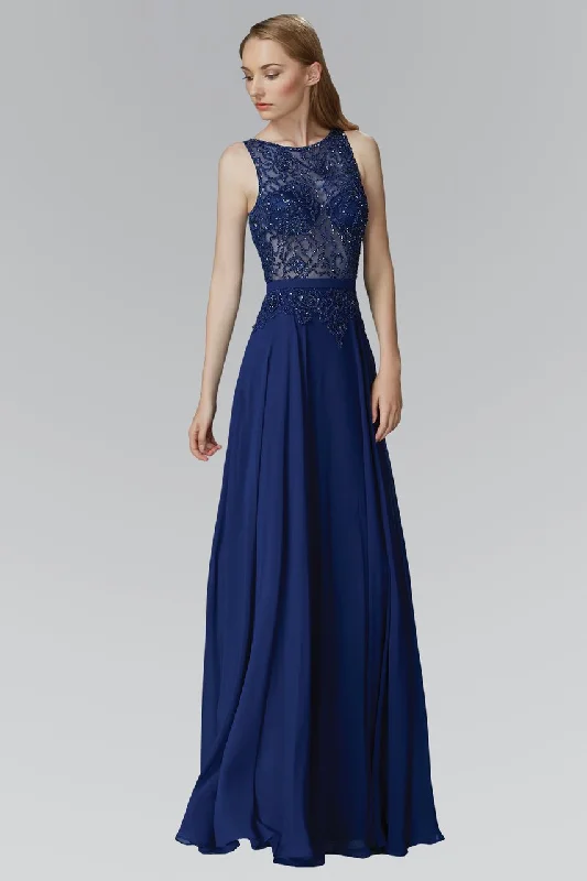 Don't Miss Elizabeth K - GL2103 Embellished Jewel Neck A-Line Dress