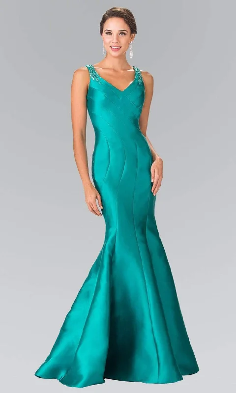 Clearance Items Elizabeth K - GL2212 Sleek V-Neck Mikado Trumpet Gown