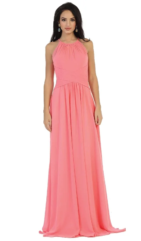 Closeout May Queen - Crisscross Ruched Fitted Bridesmaid Dress