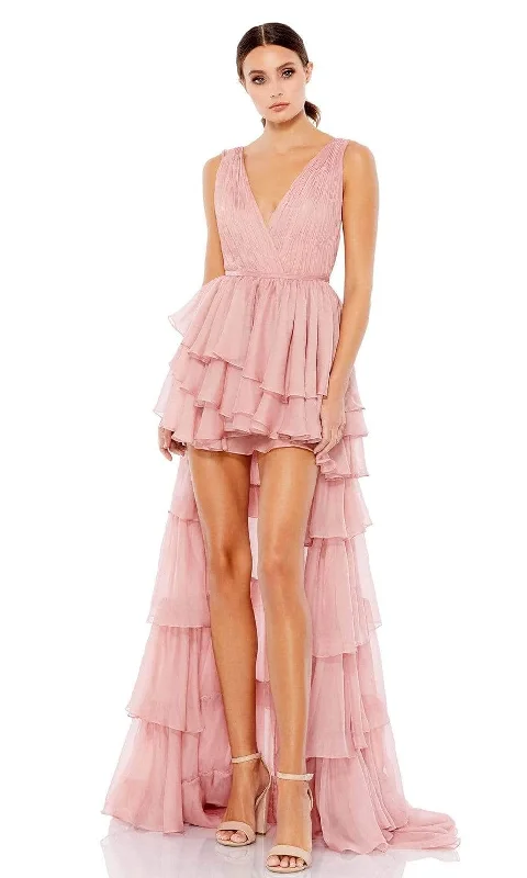 Factory Direct Sale Ieena Duggal - 55320 Plunging Neck High Low Dress