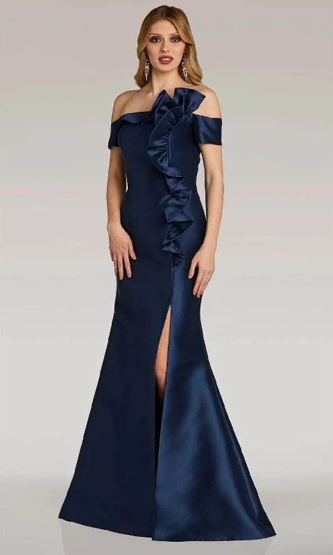 Quick Sale Gia Franco 12313 - Ruffled Off Shoulder Evening Dress