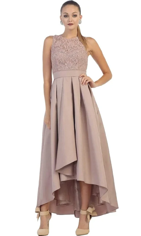 Online Exclusive May Queen - High Low Illusion Jewel A-line Evening Dress