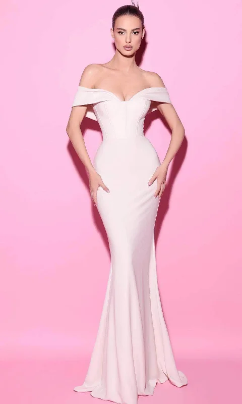 Can't Miss Tarik Ediz 54021 - Off Shoulder Crepe Evening Gown