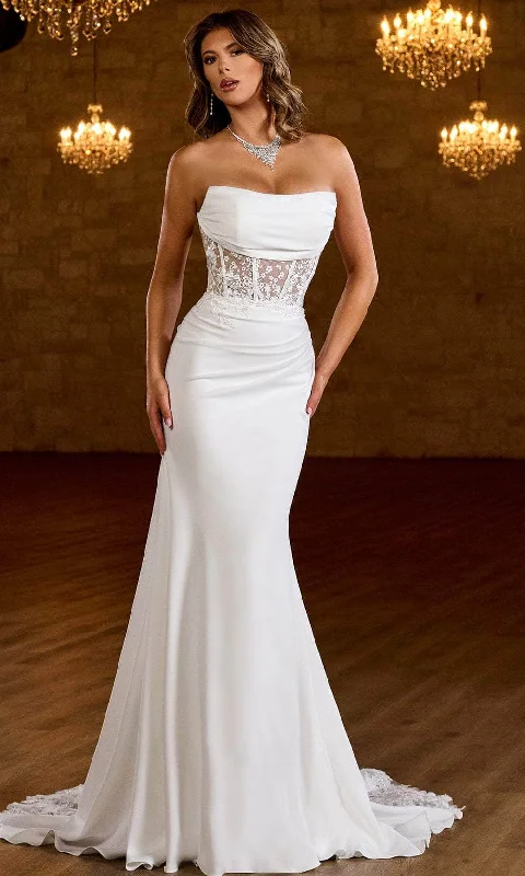 Seasonal Clearance Rachel Allan Bridal RB2185 - Cowl Illusion Embroidered Bridal Gown