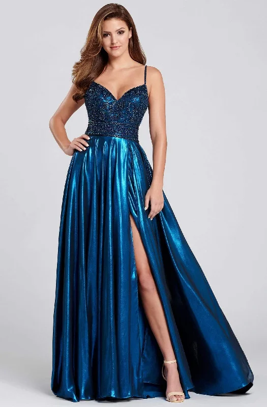 Holiday Sale Mon Cheri - EW120107 Beaded Plunging V-neck A-line Gown