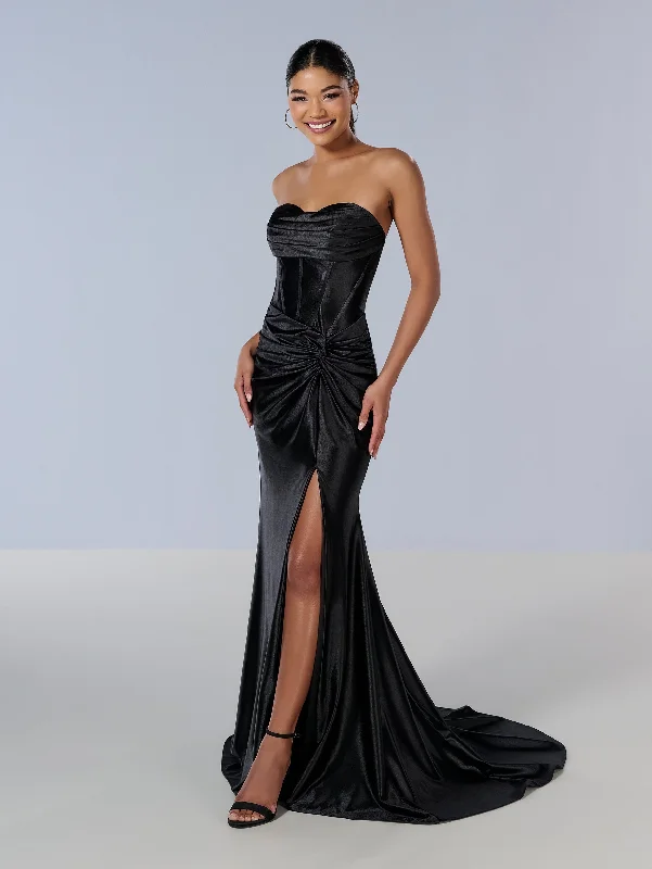 Special Promotion Fitted Strapless Corset Slit Gown by Tiffany Designs 16180