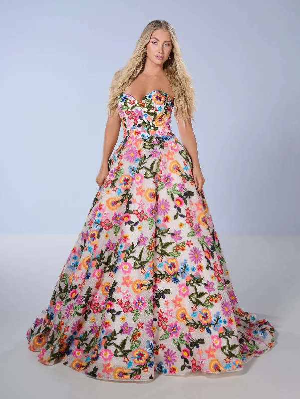 Limited Time Discount Floral Print Strapless Gown by Tiffany Designs 16176