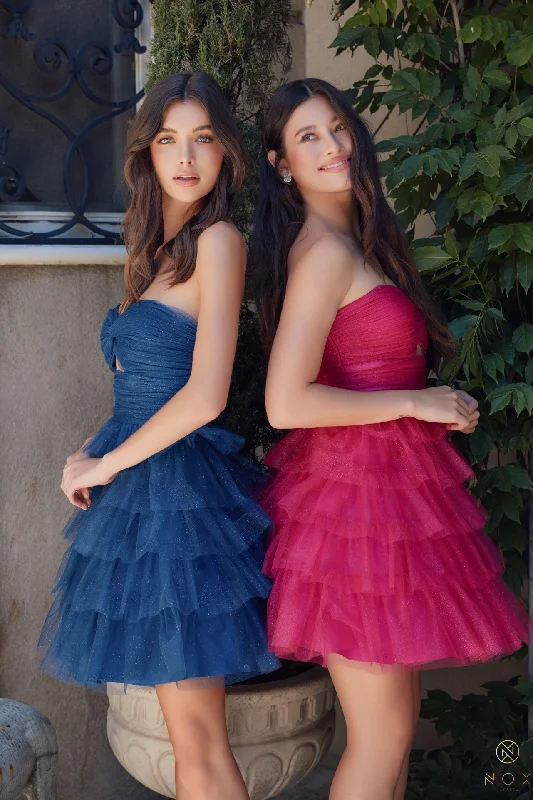 Today's Special Glitter Short Strapless Tiered Dress by Nox Anabel A827