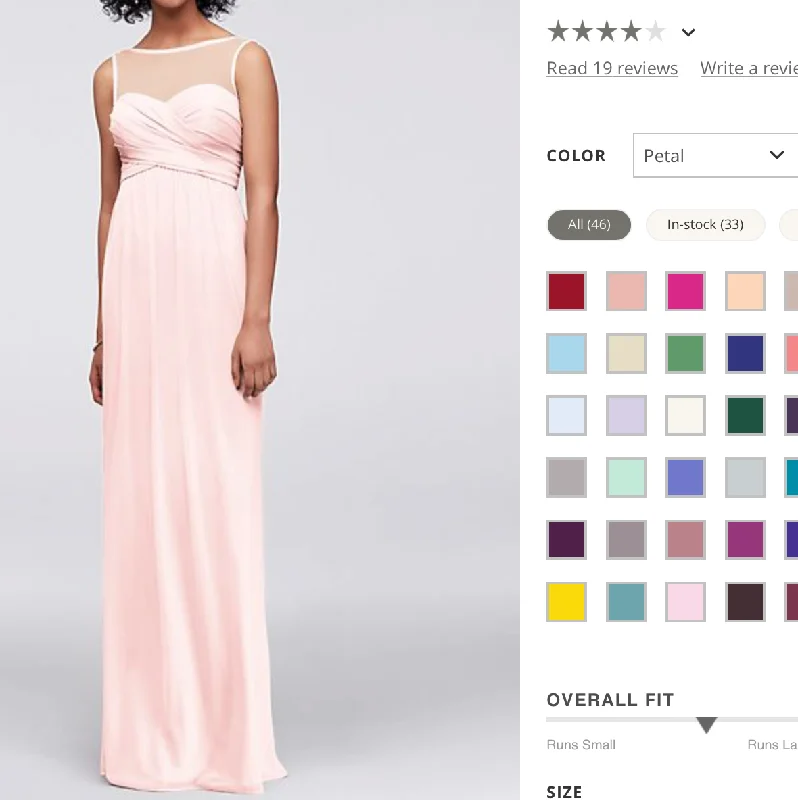 New Markdowns David's Bridal Long Mesh Dress with Illusion Neckline, F15927