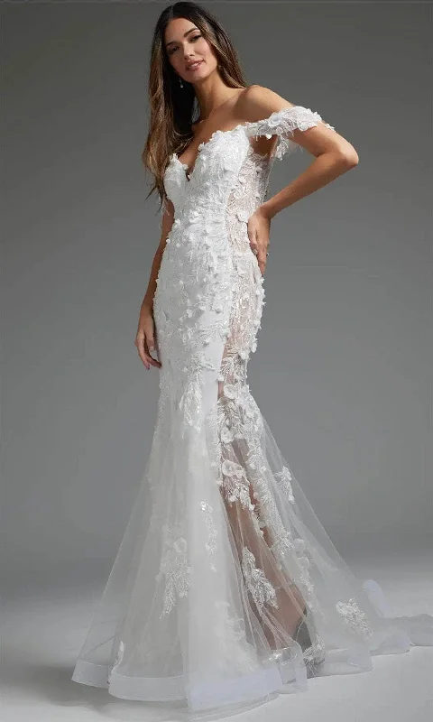 Mega Sale Jovani JB38224 - Applique Off Shoulder Bridal Gown