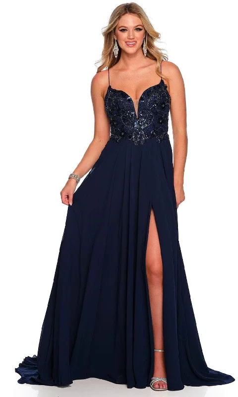 Final Clearance Dave & Johnny 11241 - Cutout Back Flowy A-Line Prom Gown
