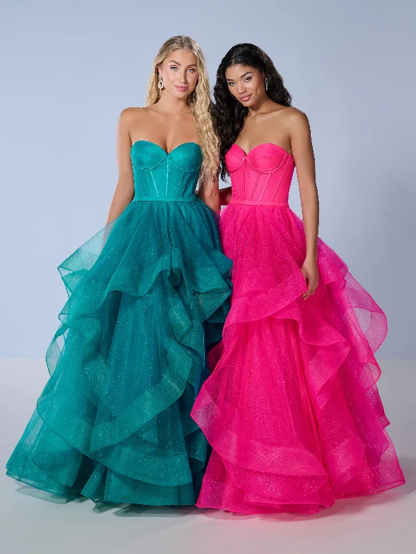 Special Discount Strapless Layered A-line Gown by Tiffany Designs 16245