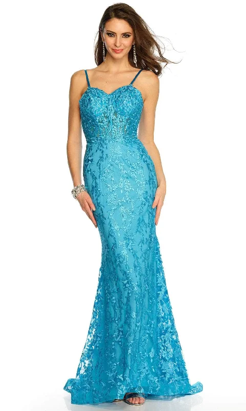 Closeout Dave & Johnny 11161 - Sweetheart Floral Embroidered Prom Gown