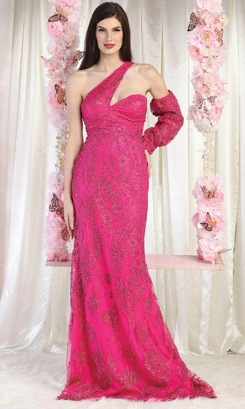 Online Only May Queen RQ7997 - Asymmetrical Embellished Gown