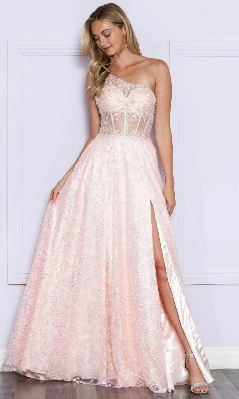 Price Drop Alert Poly USA 9372 - Beaded Applique Asymmetric Prom Dress