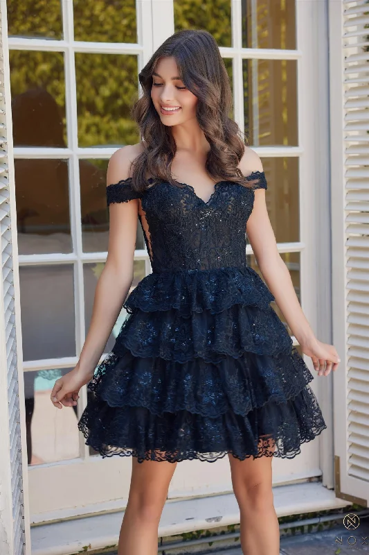 Limited Quantity Short Off Shoulder Tiered Dress by Nox Anabel R877