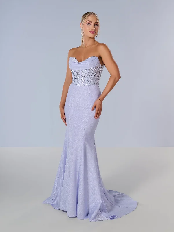 Online Specials Fitted Off Shoulder Corset Gown by Tiffany Designs 16193