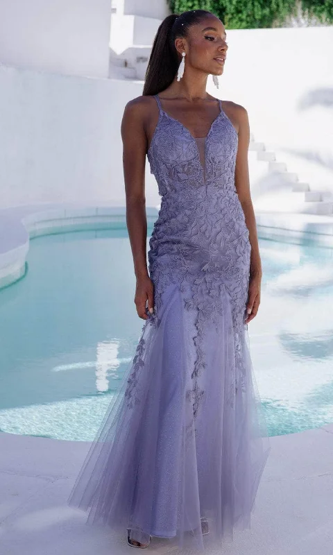 Final Clearance Eureka Fashion 9958 - Embroidered Sleeveless Prom Gown