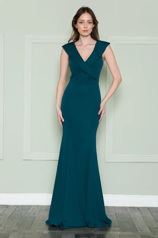 Savings Galore Fitted V-Neck Jersey Gown by Poly USA 8726