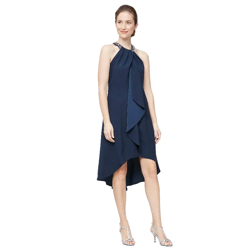 Bargain Blast SLNY 119005 - Beaded Halter High Low Dress