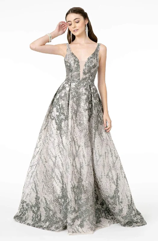 Limited Time Discount GLS by Gloria - GL1835 Embellished Deep V-Neck Pleated A-Line Dress