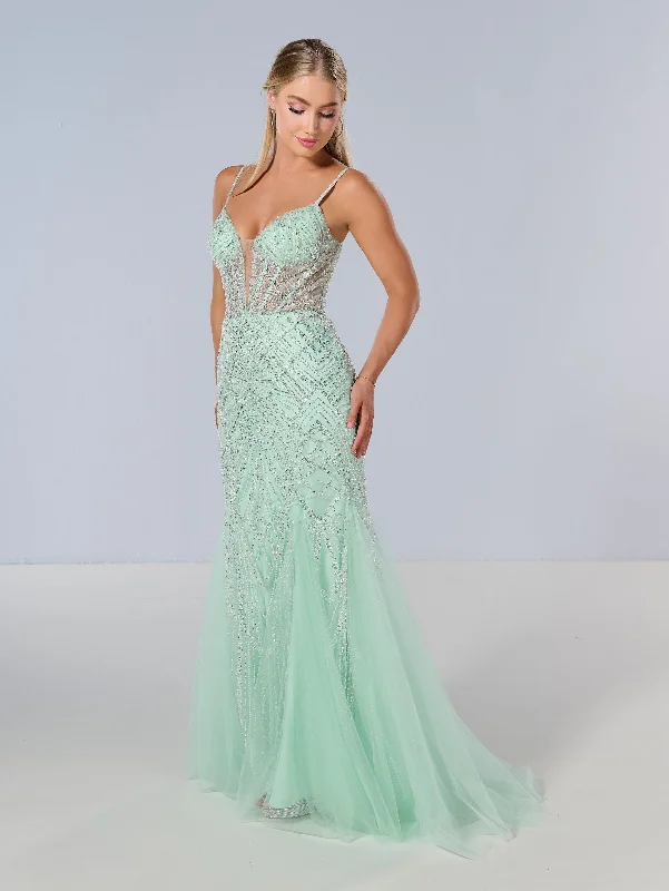 Members Only Beaded Sleeveless Mermaid Dress by Tiffany Designs 16218