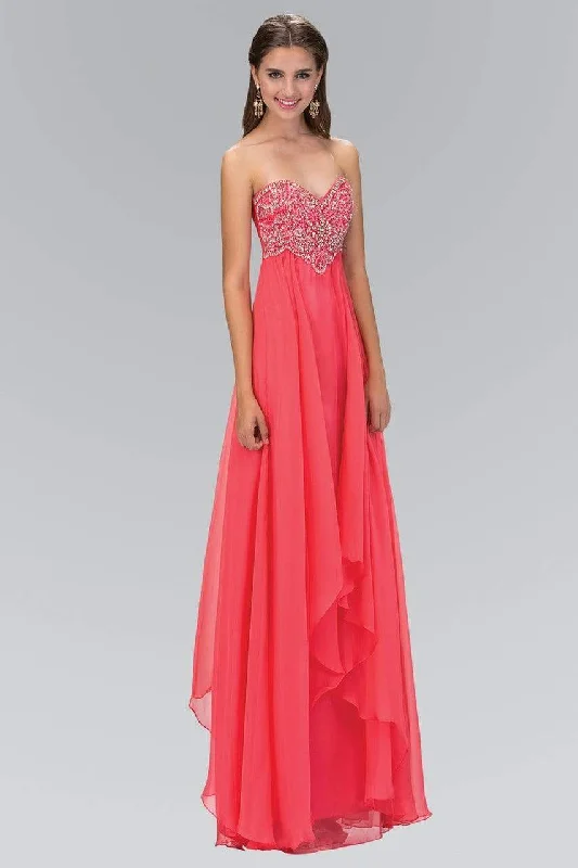 Shop and Save Elizabeth K - GL1061 Medallion Accented Sweetheart Chiffon Gown