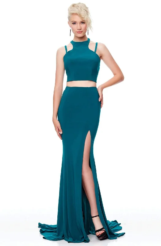 Deal Explosion Clarisse - 3761 Two-Piece Jersey High Slit Evening Gown
