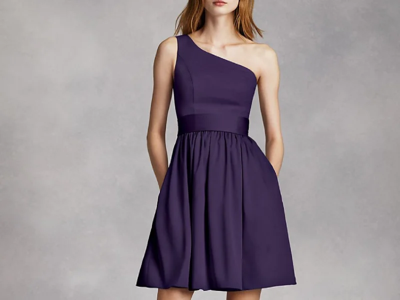 YEAR-End Clearance Vera Wang White VW361260/short one shoulder dress with sash