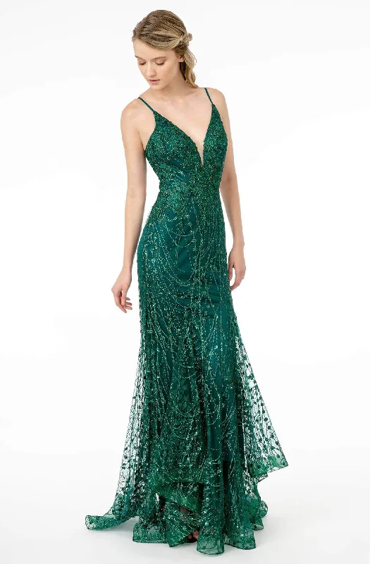Mega Sale Elizabeth K - GL2938 Glitter Plunging V-Neck Mermaid Dress