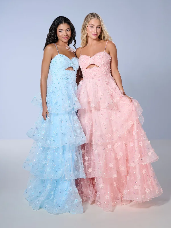 Price Rollback 3D Floral Sleeveless Layered Gown by Tiffany Designs 16144