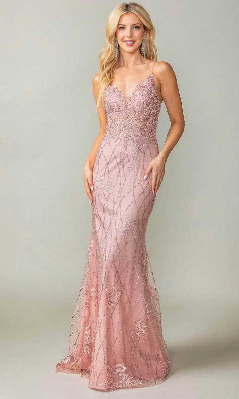 Overstock Sale Dancing Queen 4371 - Applique V-Neck Prom Dress
