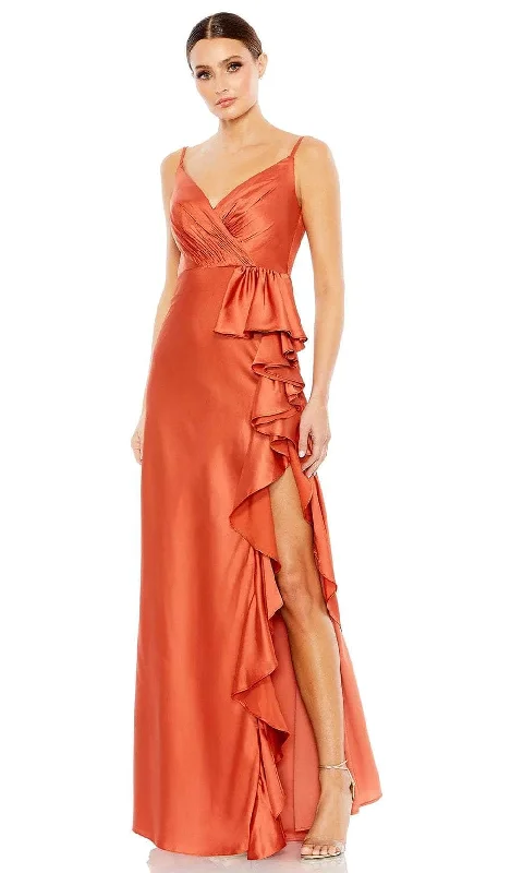 Don't Wait Mac Duggal 68551 - Ruffled V-Neck Prom Dress