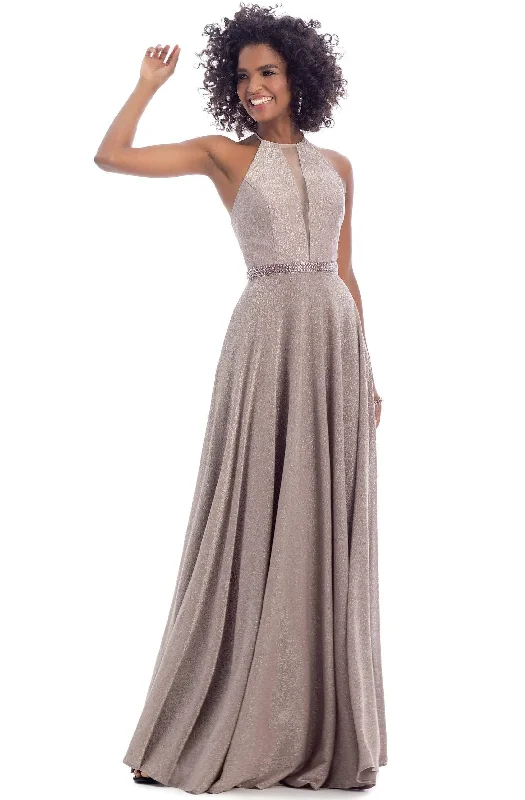 Mega Deal Clarisse - 8051 Halter Neck Beaded A-line Dress