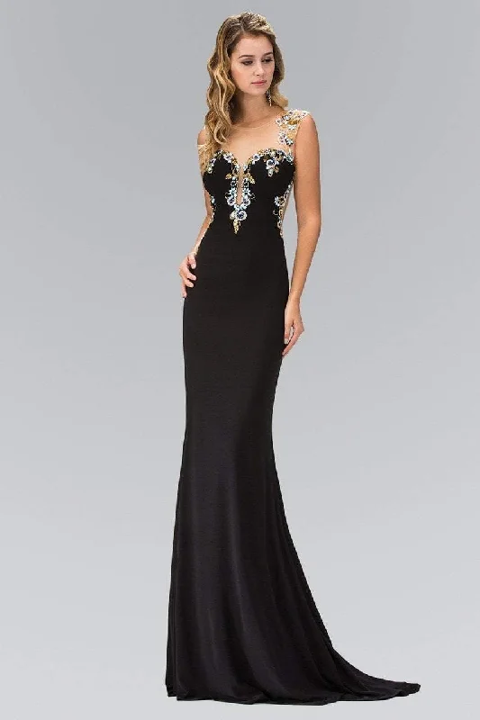 Super Bargain Elizabeth K - GL1402 Illusion Scoop Neckline with Sheer Back Jersey Gown