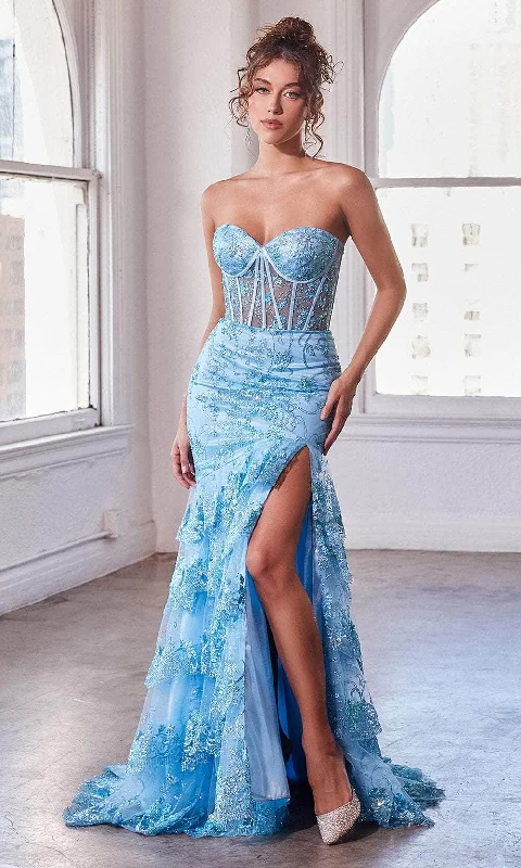 Huge Discounts Cinderella Divine KV1095 - Trumpet Prom Gown with Sweetheart and Ruffled Skirt