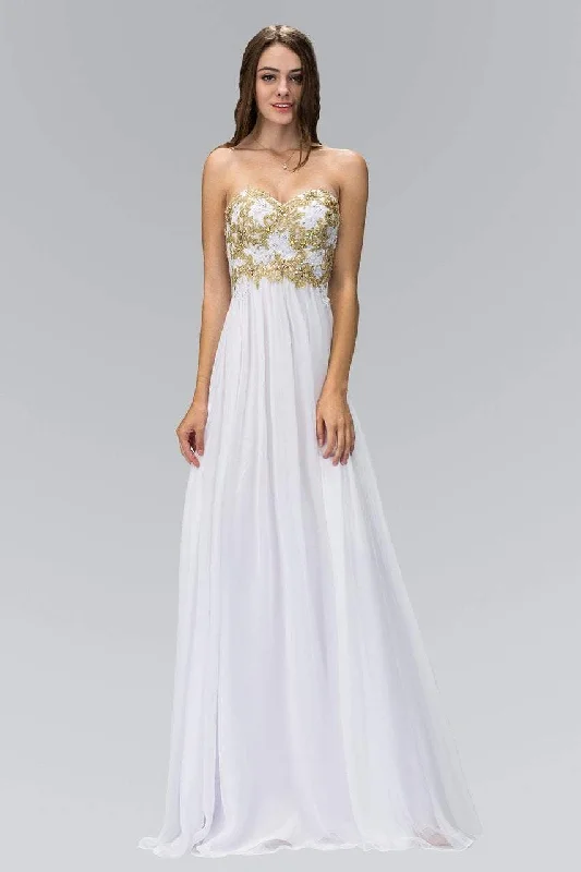 Closeout Sale Elizabeth K - GL2050 Strapless Beaded Floral Applique Gown