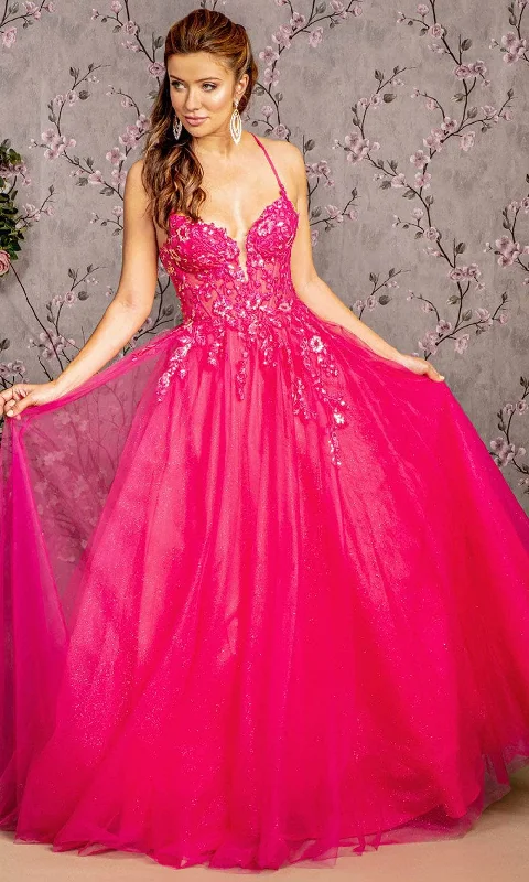 Overstock GLS by Gloria GL3229 - Sleeveless Mesh Prom Gown