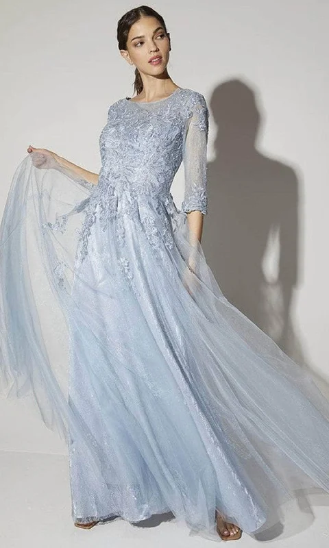 Special Buy Eureka Fashion 9660 - Floral Embroidered Scoop Formal Gown