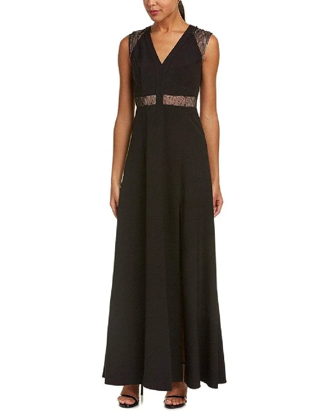 Instant Discount Aidan Mattox - MN1E201092 Lace Paneled Cap Sleeve Crepe A-line Gown