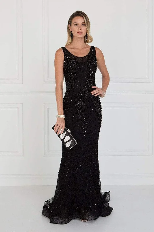 Act Now Elizabeth K - GL1544 Beaded Lace Illusion Scoop Sheath Dress