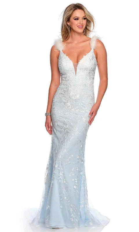 Extra Savings Dave & Johnny 11459 - Embroidered Feather Detailed Prom Gown