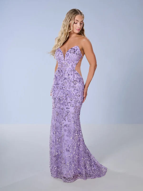 Incredible Offers Beaded Fitted Strapless Gown by Tiffany Designs 16150