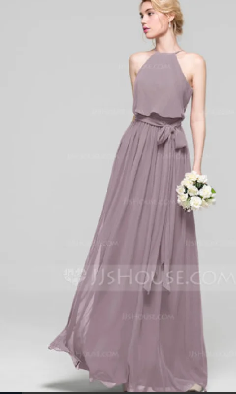 Deal of the Day Other A-Line/Princess Scoop Neck Floor-Length Chiffon