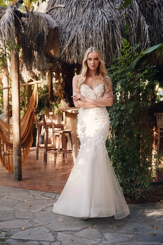 Don’t Miss Out Applique Sleeveless Bridal Mermaid Dress by Juliet JT2469KW