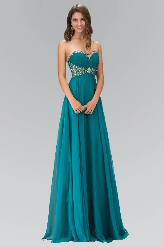 Midnight Madness Elizabeth K - GL1075 Lavish Jeweled Strapless Chiffon Gown