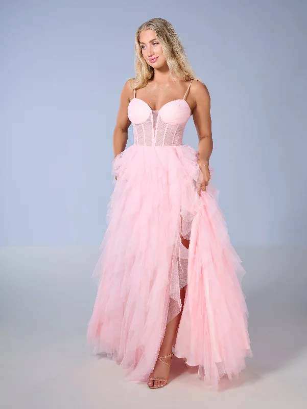 Great Deals Sleeveless Ruffled Slit Gown by Tiffany Designs 16161