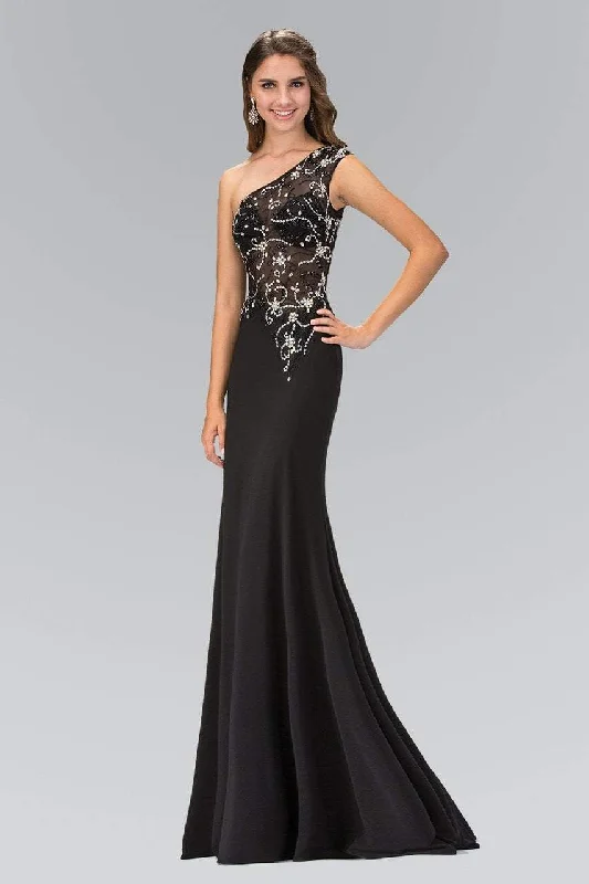 Year-End Sale Elizabeth K - GL2143 Beaded Asymmetrical Neck Gown