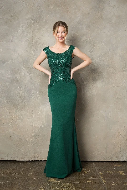 Weekend Special Sequin Embroidered Fitted Cap Sleeve Gown by Juno 0957