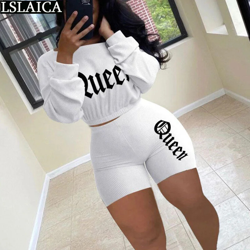 Clothes for Women Skinny Fashion New Two Piece Set Top and Pants Elastic Waist Letter Printing Long Sleeve Conjuntos De Mujer